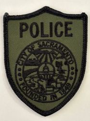 Sacramento, CA Police Department Hat Patch - OD GRN / BLK